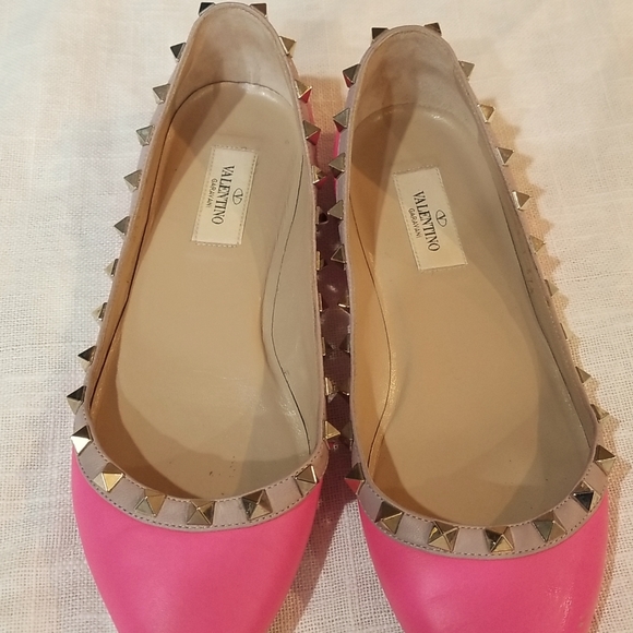 Valentino Garavani flats shoes Rock stud hot pink color - Picture 2 of 4